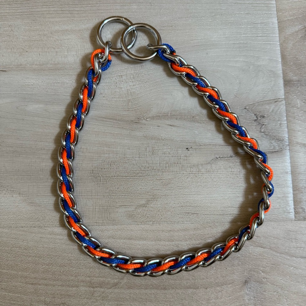 Terrain D.O.G. • Blue & Orange 3.5mm Chain Slip Collar - 20” - Picture 2 of 11